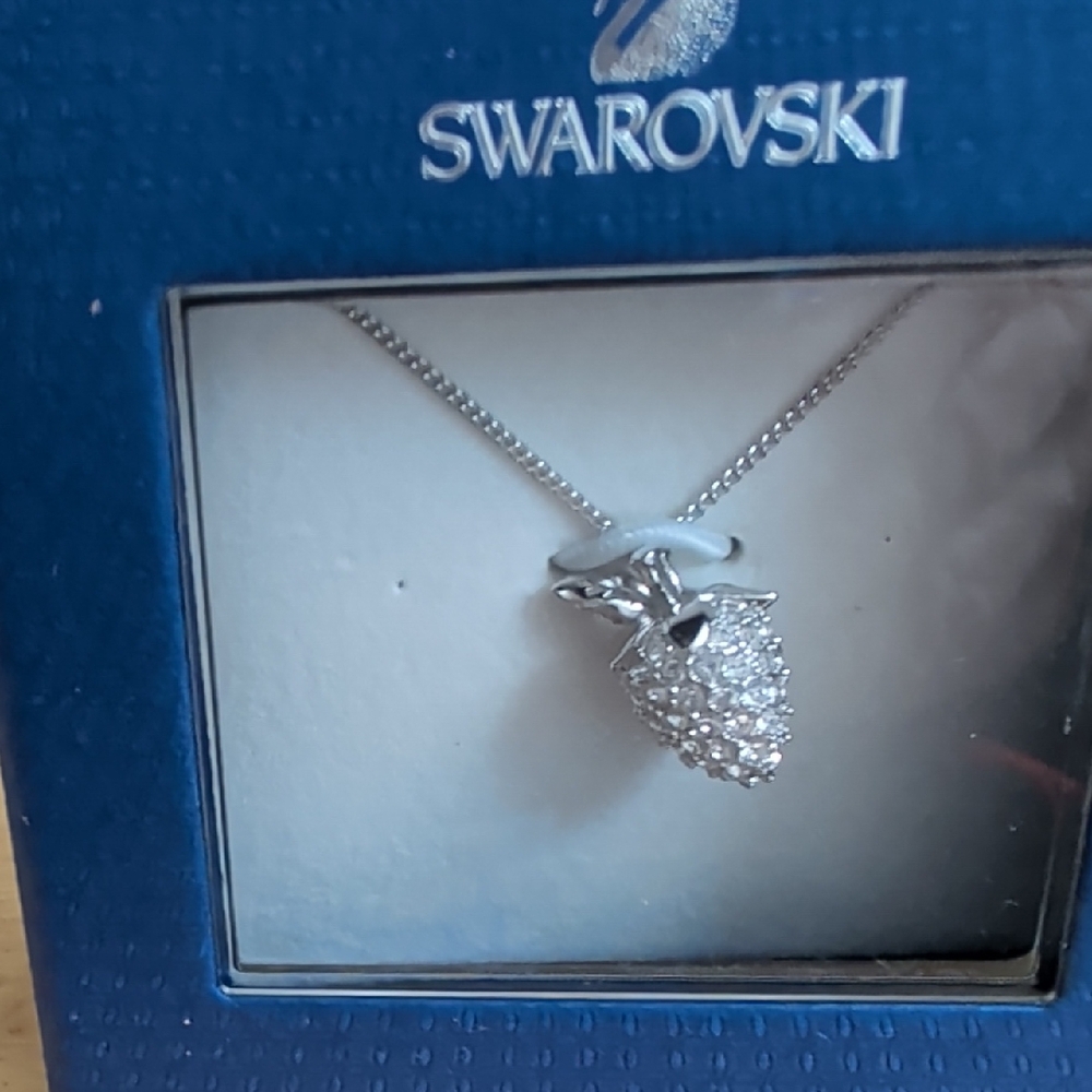 Swarovski Silver Crystal Strawberry Pendant Necklace